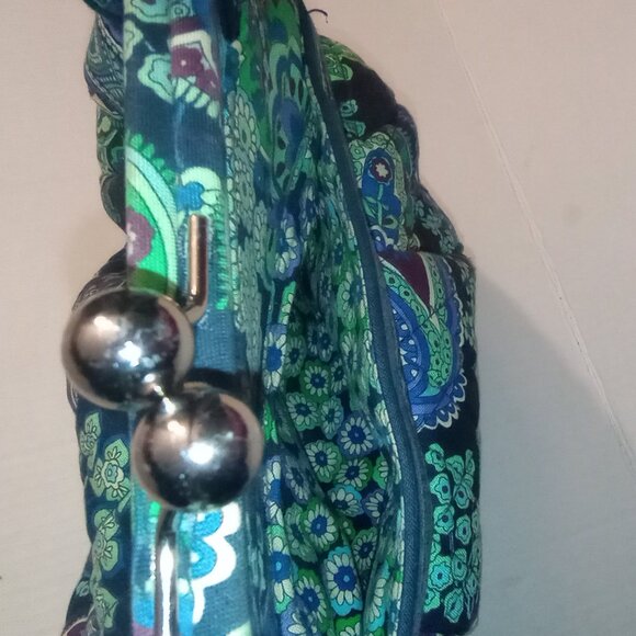 VERA BRADLEY BLUE RAPSODY ALICE PURSE, KISS LOCK, BLUE/GREEN PATTERN - Picture 6 of 16